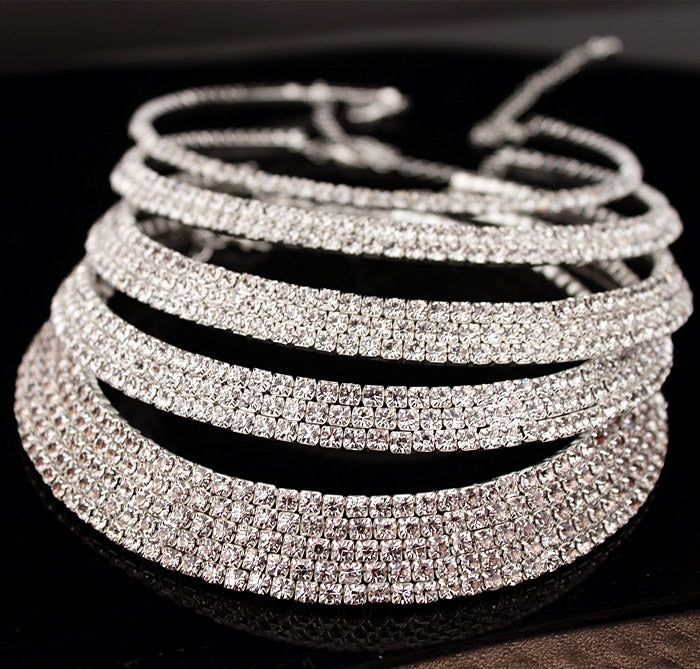 Hot Selling Bride Classic Rhinestone Crystal Choker Necklace Earrings and Bracelet Wedding Jewelry Sets Wedding Accessories X164