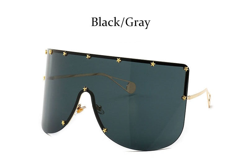 Fashion Oversized Shield Sunglasses Women Men Luxulry Brand Designer Rimless Metal Female Sun Glasses Shades Ladies