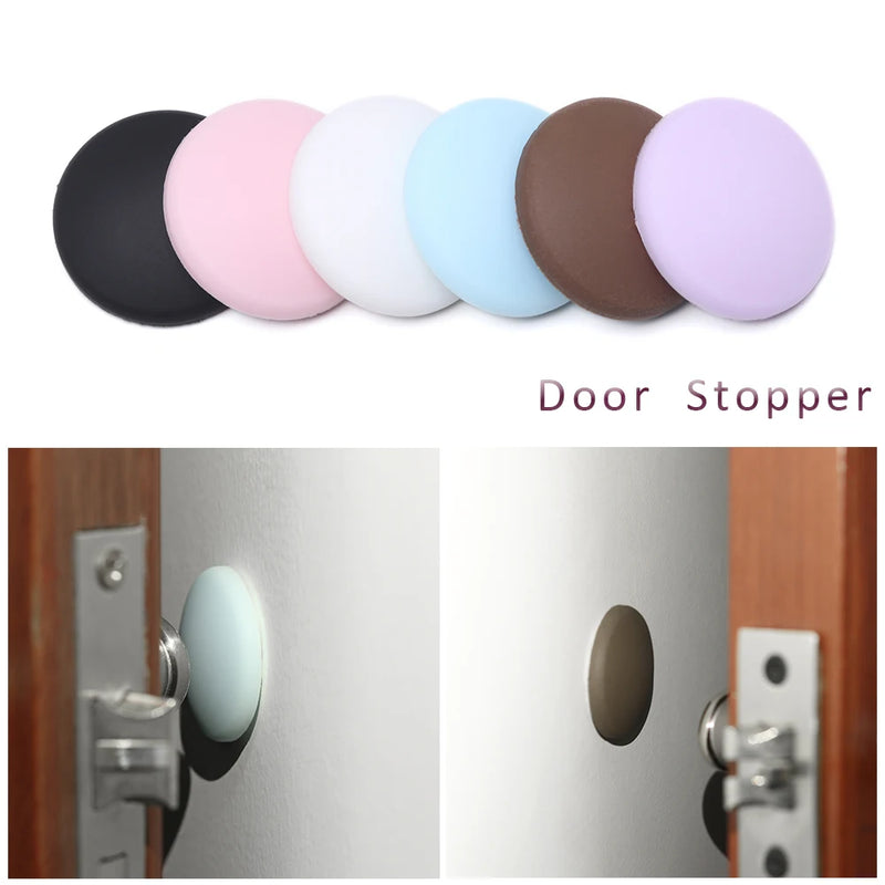 Creative Wall Protector Door Handle Bumper Guard Stopper Anti-slip Sticker Self Adhesive Rubber Round Door Crash Pad Door Stops
