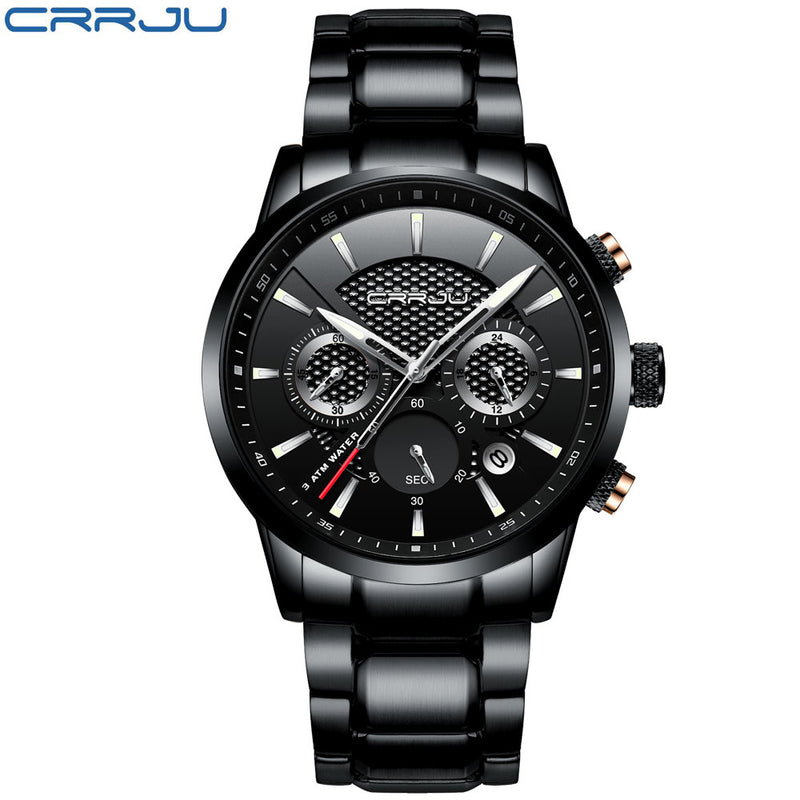 CRRJU Mens Watches Military Brand Luxury Sports watch for men Casual Waterproof Mens Watch Quartz Stainless Steel Man Wristwatch