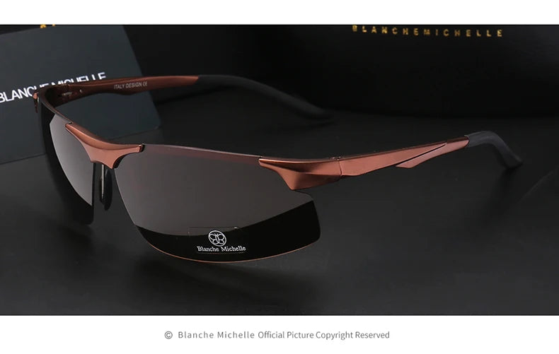 2024 Aluminum Magnesium Men Sunglasses Polarized Sports Driving Night Vision Goggles Sunglass Fishing UV400 Rimless Sun Glasses