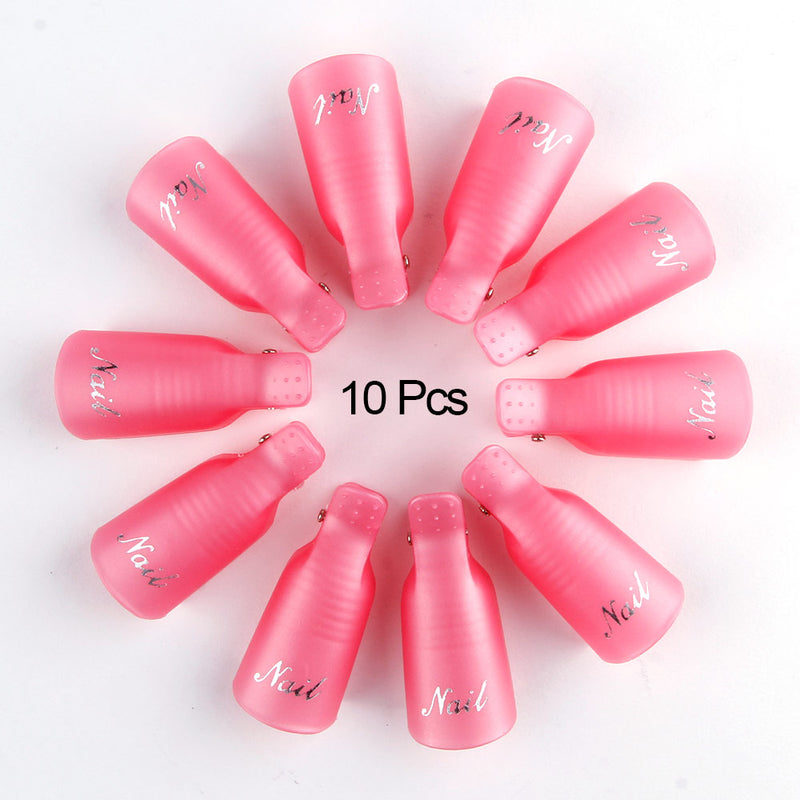 10PCS Plastic Nail Art Soaker Off Caps Clip UV Gel Polish Remover Wrap Tool Nail Art Tips Tools for Fingers Nail Polish Remover