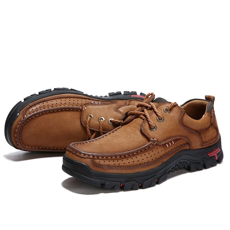 2019  New High Quality Men's shoes 100% Genuine Leather Casual Shoes Waterproof  Work Shoes Cow Leather Loafers Plus Size 38-48
