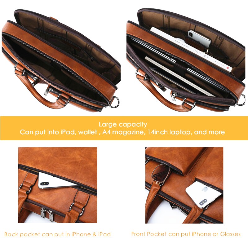 JEEP BULUO Brand  Men Laptop Business Bags Handbags High-end Man Briefcase Large Capacity Leather Casual Shoulder Bag For Men