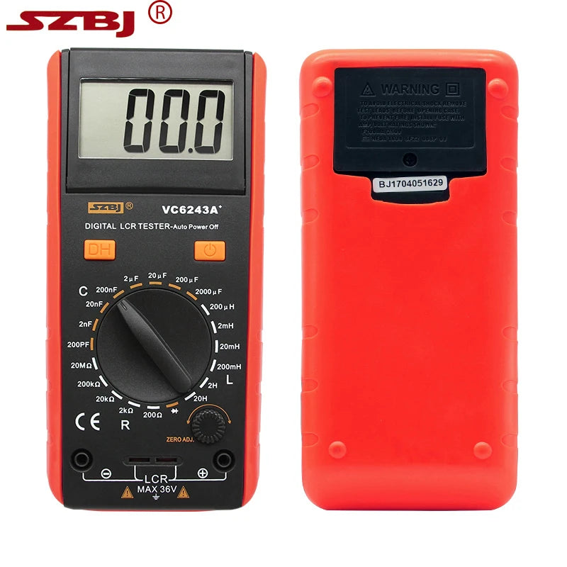 SZBJ VC6243A Digital LCD Meter Inductance Capacitance Resistance Tester Multimeter Crocodile Clip Measuring Tool with Bag BM4070