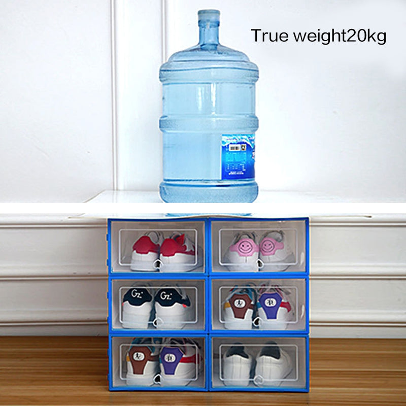 6PCS Flip Shoes Box Thickened Transparent Drawer Case Plastic Shoe Boxes Stackable Box Shoe Organizer Shoebox storage Shoe rack