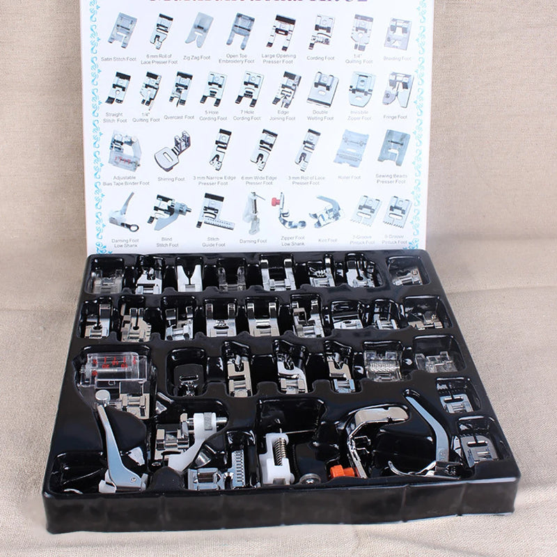 1-52pcs Domestic Sewing Machine Accessories Braiding Stitch Darning Presser Foot Feet Kit Sewing Box For Brother Singer Janom