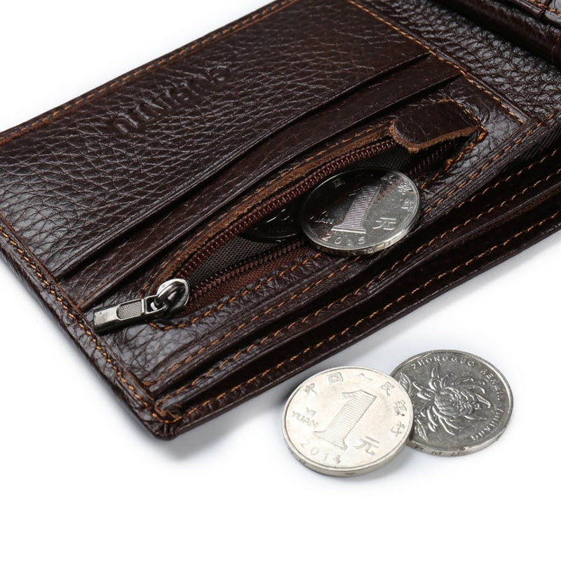 GUBINTU Genuine Leather Men Wallets Coin Pocket Zipper Real Men&