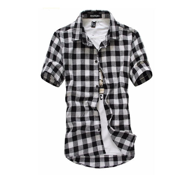 Red And Black Plaid Shirt Men Shirts 2023 New Summer Fashion Chemise Homme Mens Checkered Shirts Short Sleeve Shirt Men Blouse