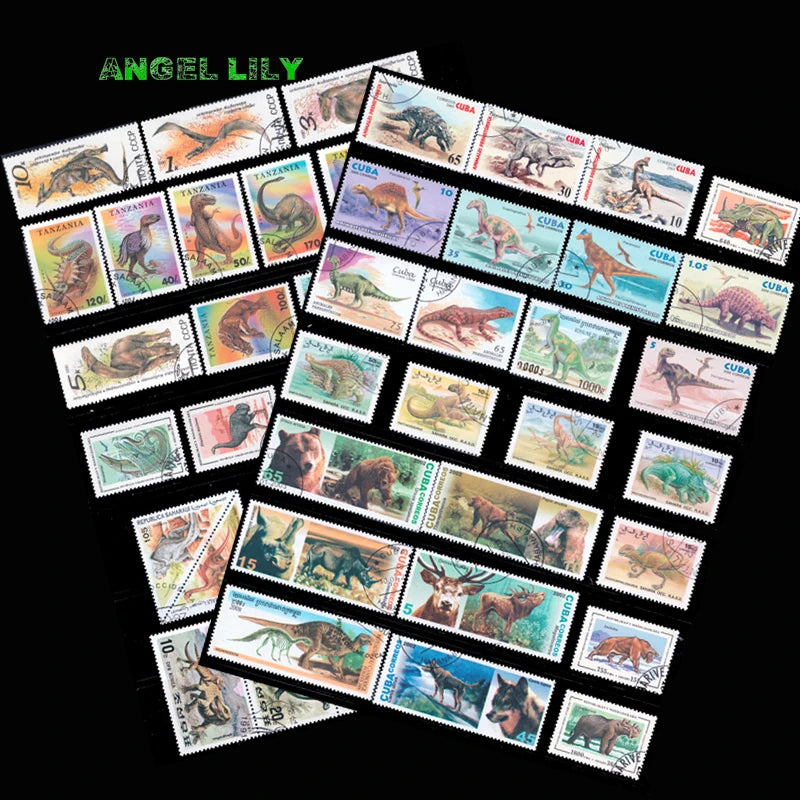 Wholesales 50 PCS/lot Topic Dinosaurs  From The World Wide  With Post Mark Postage Stamps Collecting