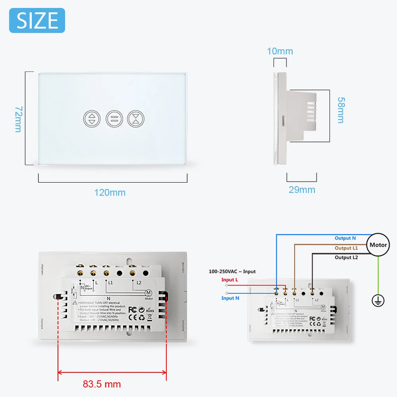 Tuya Smart Life WiFi Switch for Electric Motorized Curtain Blind Roller Shutter Motor Google Home Alexa Echo Voice Control DIY