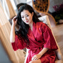Summer Champagne Chinese Bride Wedding Robe Satin Sleepwear Women Nightgown Sexy Nightdress Lady Kimono Bathrobe Gown Negligee