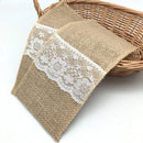 4"x8.5"Cutlery Holder Decoration Hessian Burlap Lace Wedding Cutlery Holder Pouch Rustic Decorations Favor 5BB5481