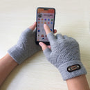 Fashion Winter Acrylic Wool Plus Plush Thick Jacquard Knit Warm Half Finger Mittens Men Full Finger Touch Screen Gloves C2