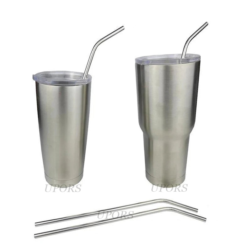 New 4Pcs/Set Reusable Stainless Steel Straw with Cleaner Brush or Straw Box Eco Friendly Metal Drinking Straws Set for Glass Mug