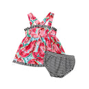 Citgeett Summer Infant Newborn Baby Girl Watermelon T-shirt Clothes+Briefs Striped Shorts Pants Outfit Sets