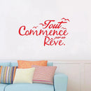 French Inspiration Quote Vinyl Wall Stickers Birds Letterings Dream Wall Decals Home Decor Bedroom Decoration