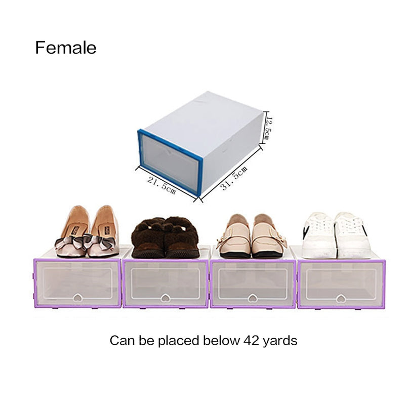 6PCS Flip Shoes Box Thickened Transparent Drawer Case Plastic Shoe Boxes Stackable Box Shoe Organizer Shoebox storage Shoe rack