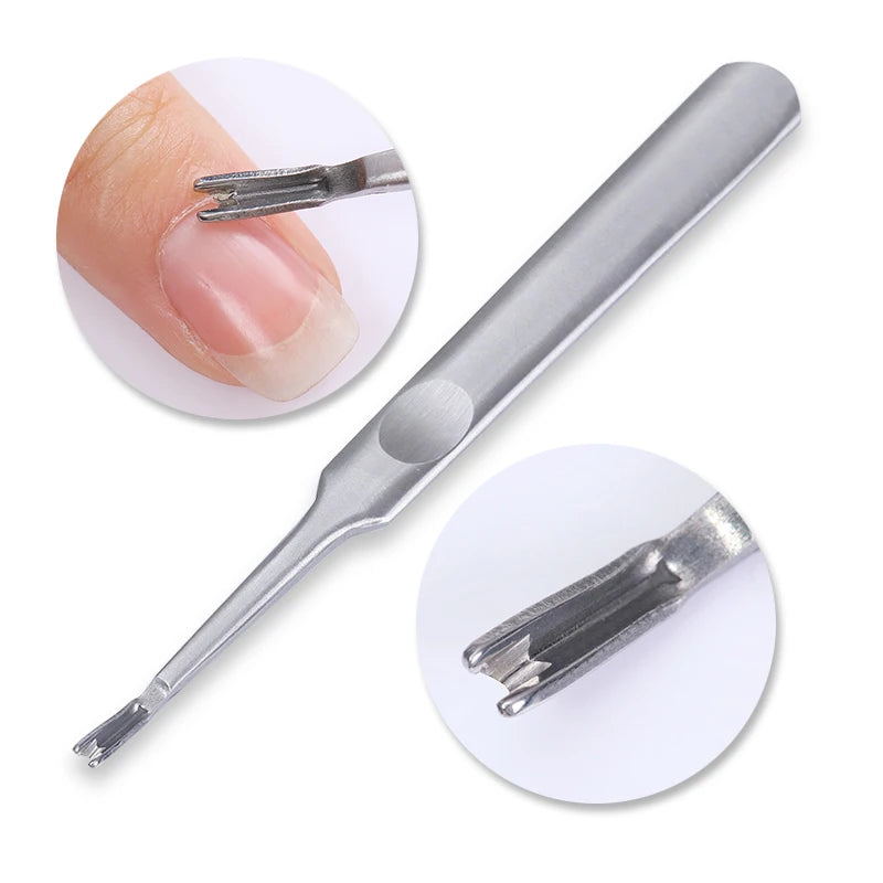 LILYCUTE Dual-ended Nail Cuticle Pusher Colorful Stainless Steel Iridescent Cuticle Dead Skin Remover UV Gel Nail Tools