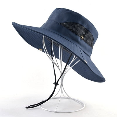 Solid color sun hats for men Outdoor Fishing cap Wide Brim Anti-UV beach caps women Bucket hat Summer Hiking camping bone gorros