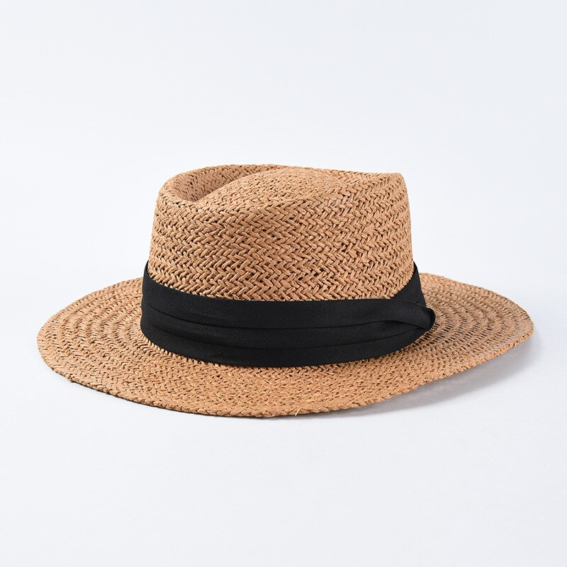 New Handmade Straw Beach Hat For Women Summer Holiday Panama Cap Fashion Concave Flat Sun Protection Visor Hats Wholesale