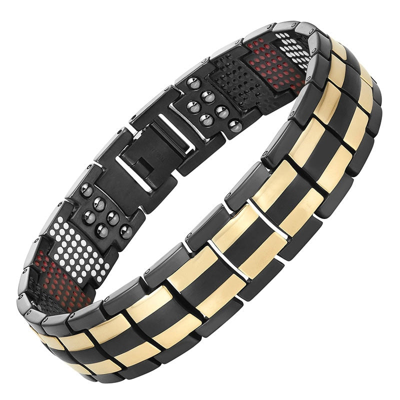 Escalus Men's Black Pure Titanium Magnetic For 4in1 Magnets Negative Ions Germanium Health Bracelets Jewelry