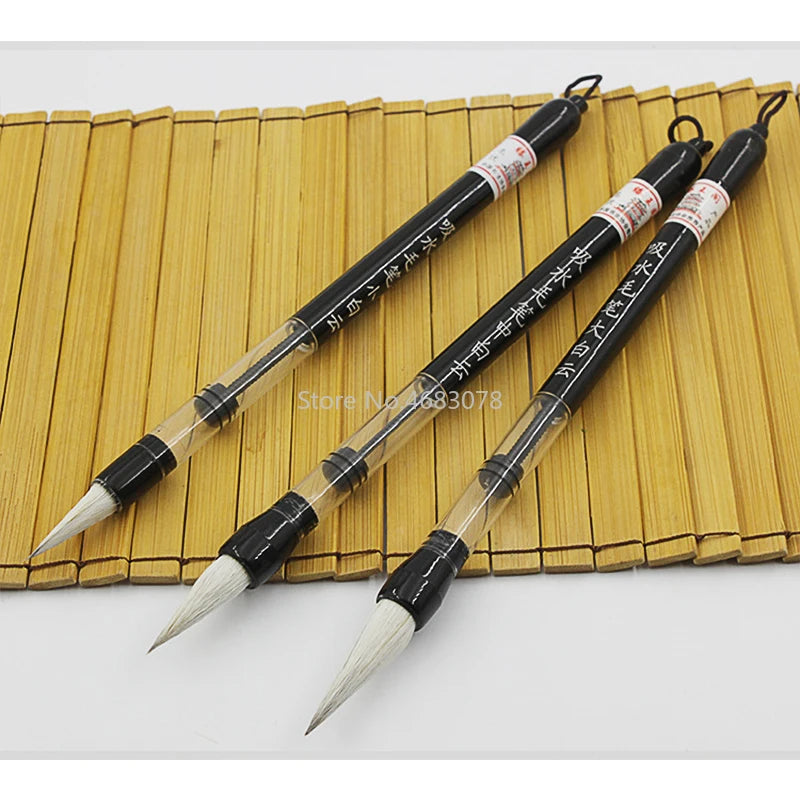 3pcs /Set Adjustable Piston Water Writing Brush Pen Chinese Calligraphy Beginner Weasel Hair Pen and Wool Pen