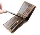 New Vintage Brown Leather Wallet With Chain Mens Bifold /Many Card Holder