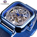 Forsining Men Mechanical Watches Automatic Self-Wind Golden Transparent Fashion Mesh Steel Wristwatch Skeleton Man Male Hot Hour