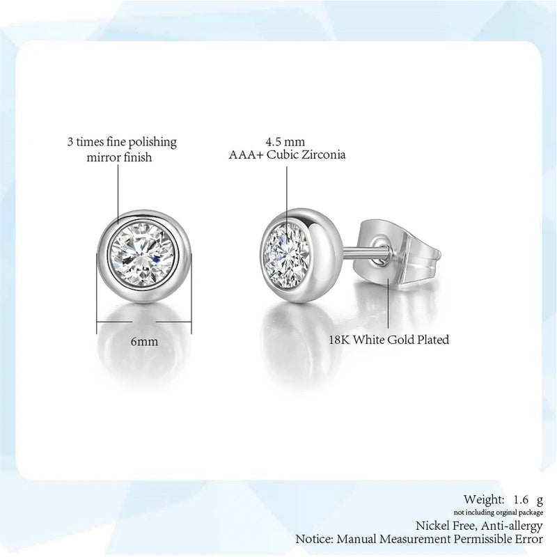 ZHOUYANG Simple Round Stud Earring For Wome Concise Rose Gold Color Fashion Jewelry Austrian Crystal Dropship Supplier E496