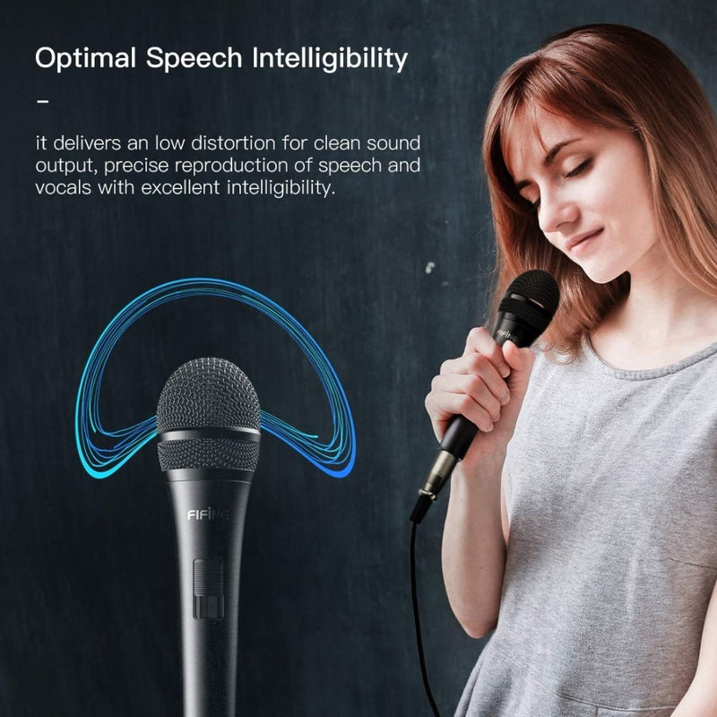 Fifine Dynamic Microphone for Speaker Vocal Microphone for Karaoke with On/Off Switch Includes 14.8ft XLR   to 1/4&#39;&#39; Connection