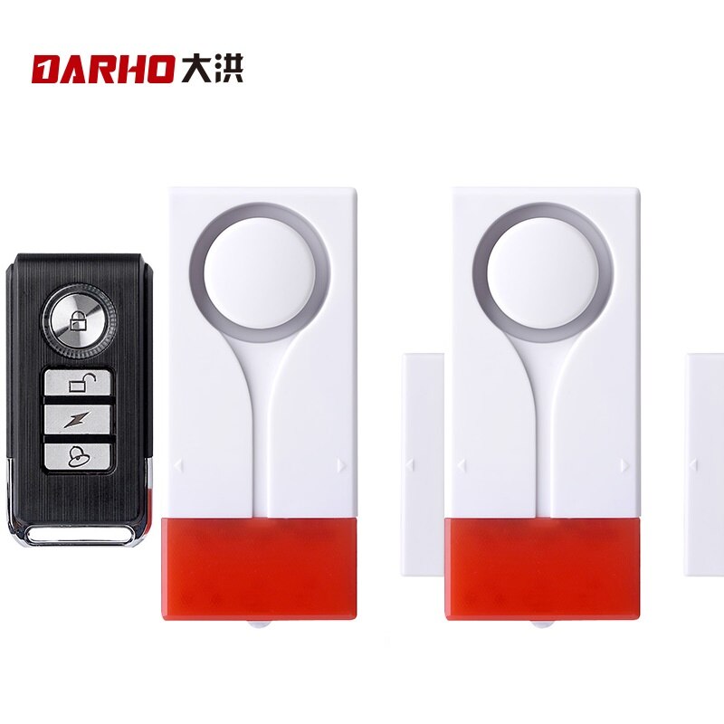 Darho Red Flash Home Shop Security Bell  With Sound Window Door Magnet Sensor Detector Wireless Alarm System+Remote Controller