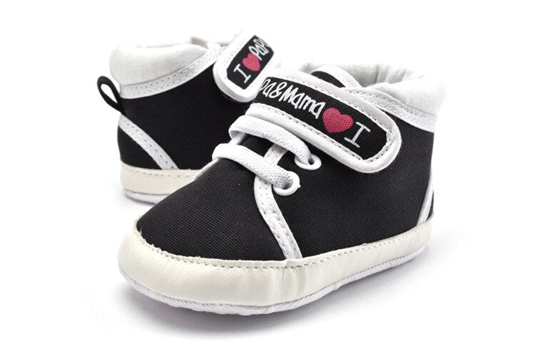 0-18M Baby Mocassins Infant Toddler Baby Boys Girls Print Letter Love PAPA&MAMA Soft Sole Canvas Sneaker Anti-Slip Newborn Shoes