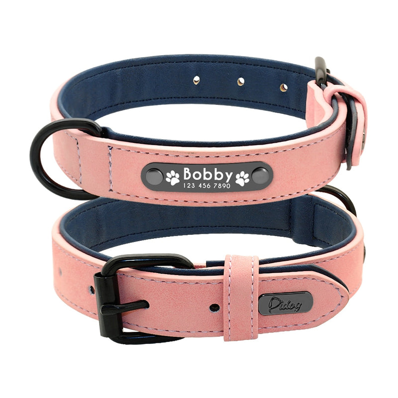 Leather Dog Collar Leash Set Personalized Customized Dogs Collars 2 Layer Leather Dog Leash For Small Medium Large Dogs Pitbull