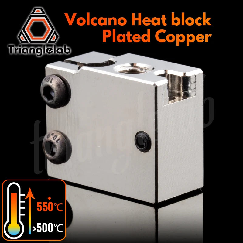 Trianglelab PT100 Volcano Plated Copper Heat Block For Volcano Hotend 3D Printer Heate Block For DDB Extruder