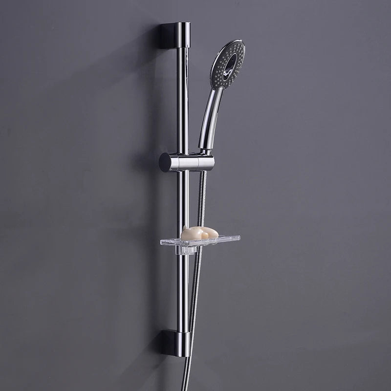 Shower Slide Bar Soap Dish Bathroom Extension Shower Adjustable Sliding Bar Set With Soap Dish Chrome