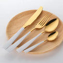 Luxury Cutlery 24Pcs Black Flatware Sets Stainless Steel Kitchen White Dinner Set Beautiful Tableware For Restaurant Table Knife