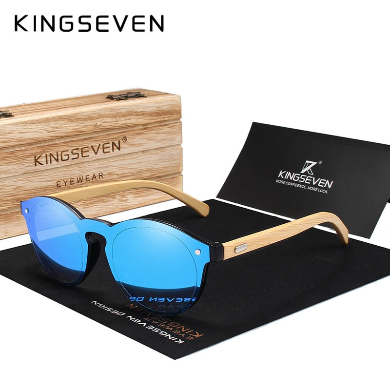 KINGSEVEN Sunglasses Men Bamboo Sun Glasses Women Brand Designer Original Wood Glasses Oculos de sol masculino