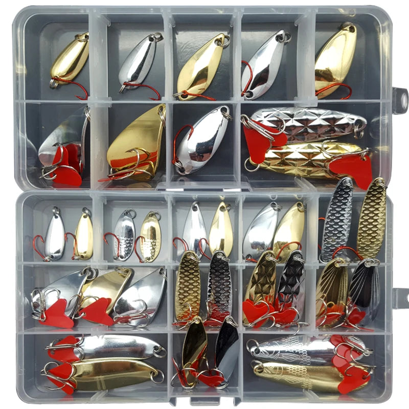 2g/4g/6g/8g/12g Fishing Lure Set Mixed Spoon Lure Set Spinnerbait Pike Fishing lures Sea fishing Metal Lure Salt Water B223