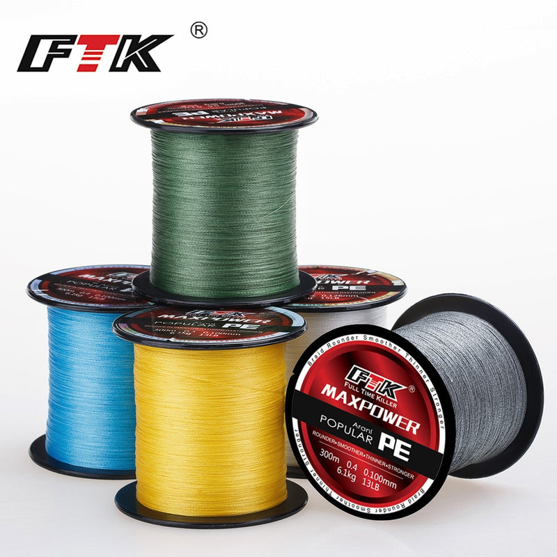 FTK Brand Tirposeidon Series 300M PE Braided Fishing Line 0.4-6.0Code 13-70LB Multifilament Fishing Line