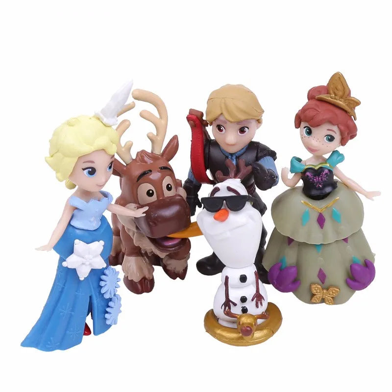 Frozen 5pcs/set Kawaii Assembly Elsa Anna Olaf Sven Kristoff Action Figure Toys