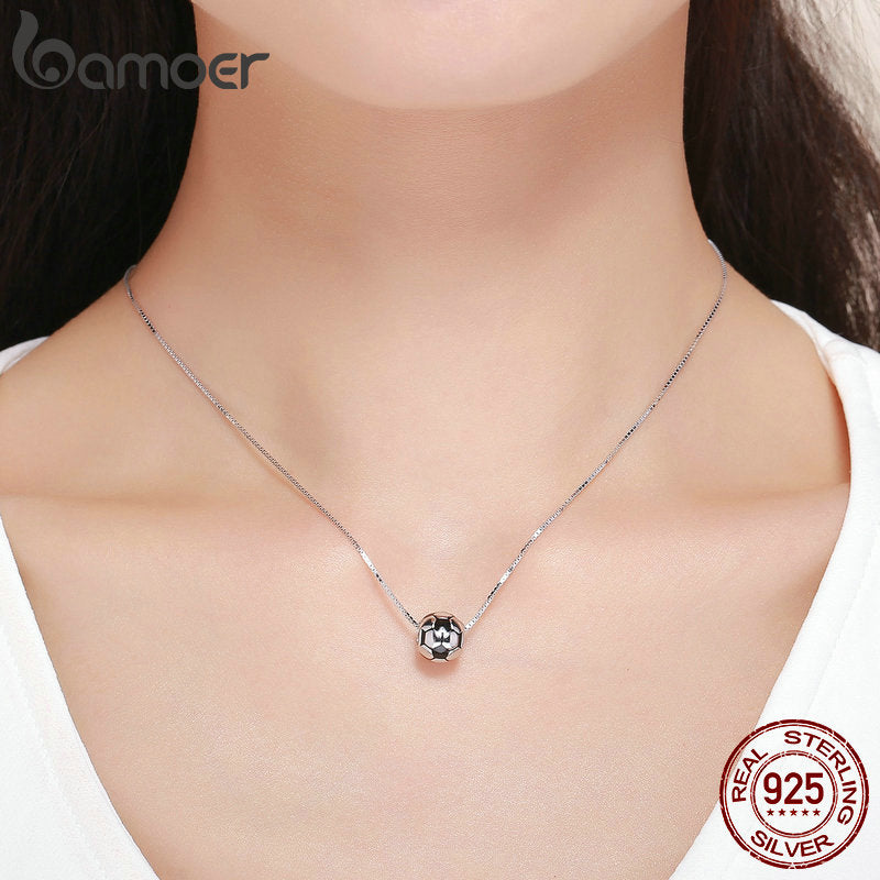 BAMOER Genuine 100% 925 Sterling Silver Sport Football Love Ball Charm Beads fit Women Bracelet &amp; Necklaces Jewelry SCC666