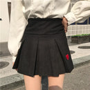 Koren Fashion High Waist Women Skirt Cute Embroidery Pleated Short Elastic Waist Mini Skirts Japanese Style Sweet A-Line Skirt