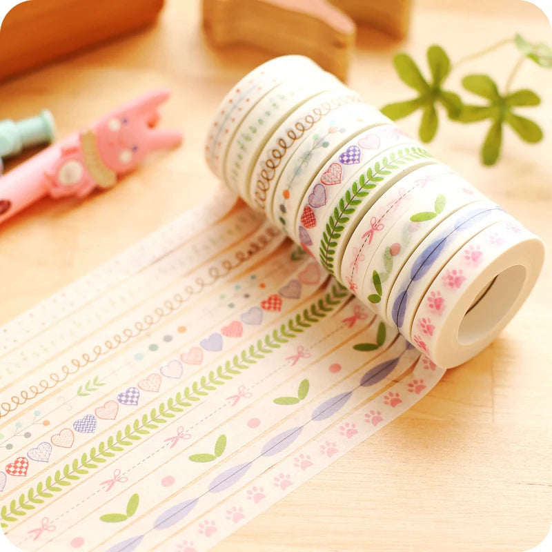 7mm X 10m Detail section line Masking Washi Tape Fresh narrow edge Decorative Adhesive Tape Decor Sticker Label Stationery