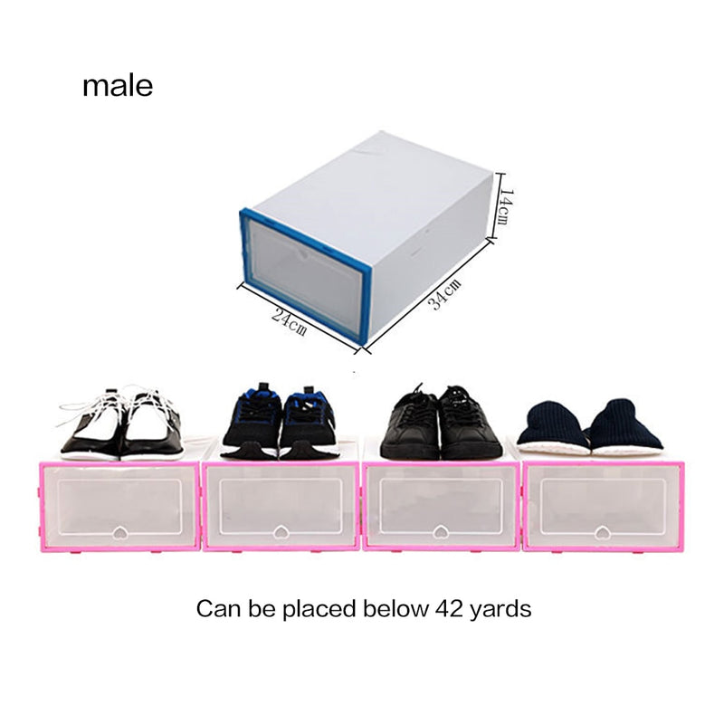 6PCS Flip Shoes Box Thickened Transparent Drawer Case Plastic Shoe Boxes Stackable Box Shoe Organizer Shoebox storage Shoe rack