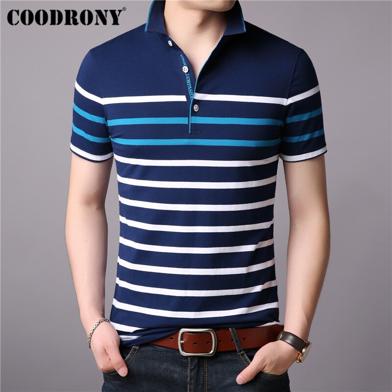 COODRONY Cotton T Shirt Men Short Sleeve T-Shirt Men Summer Social Business Casual Men&