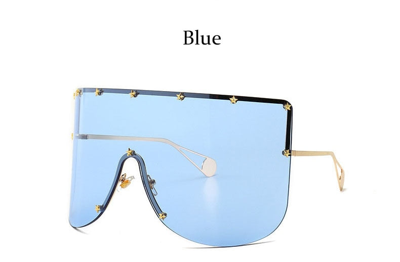 Fashion Oversized Shield Sunglasses Women Men Luxulry Brand Designer Rimless Metal Female Sun Glasses Shades Ladies