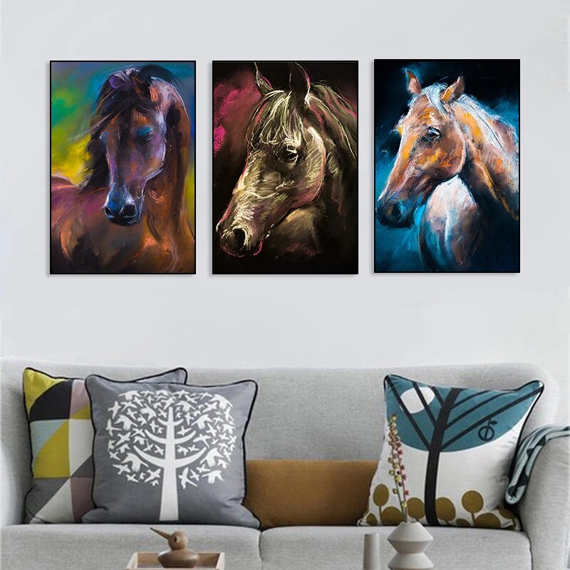 Nordic Canvas Painting Oil Horse Wall Art Poster Decor Picture Home Decor Children Bedroom Living Room Home Decor Painting