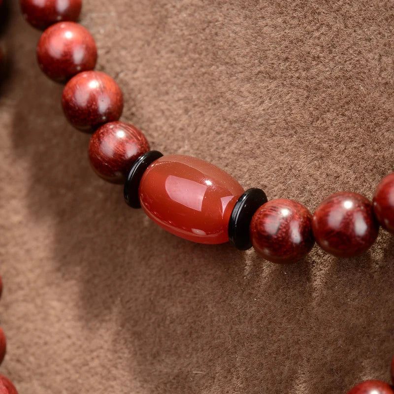 High quality Lobular Red Sandalwood Bracelets 108 Buddha Beads Size 7-8mm Round Old Material High Density Wood Bracelet Jewelry