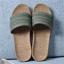 Suihyung Summer Women Linen Slippers New Color Stripe Belt Indoor Shoes Home Open Toe Slip On Lovers Casual Flax Slides Sandals